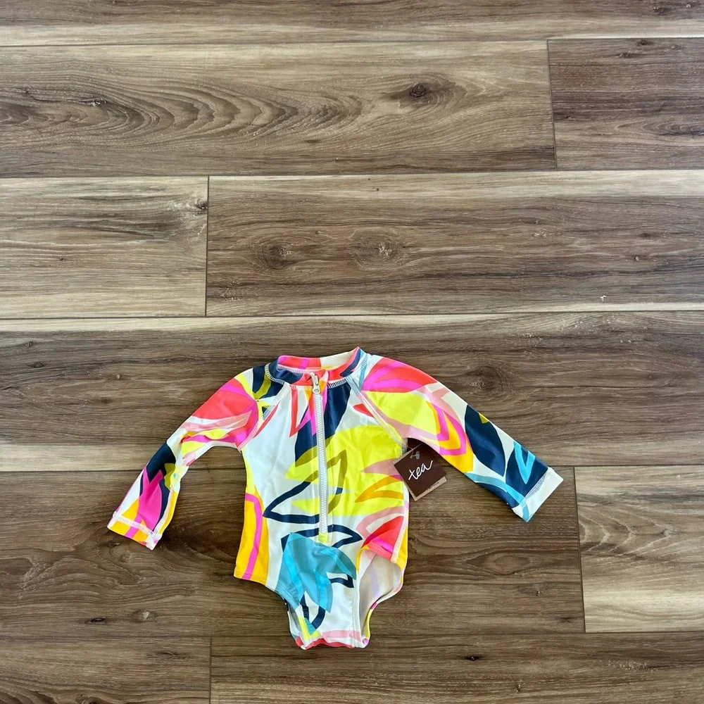 Tea Collection Colorful Long-Sleeve Baby one piece swimsuit size 3-6 months NWT